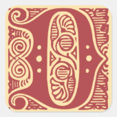 monogram Initiaal letter D Vierkante Sticker (Voorkant)