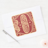 monogram Initiaal letter D Vierkante Sticker (Envelop)