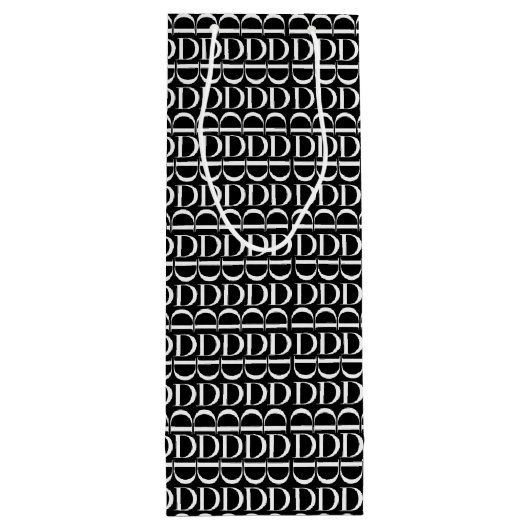 Monogram Initiaal letter D Wijn Cadeautas (Achterkant)
