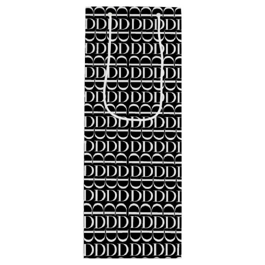 Monogram Initiaal letter D Wijn Cadeautas (Voorkant)