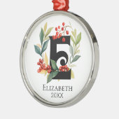 Monogram Initiaal letter E Berry krans kerst Metalen Ornament (Links)