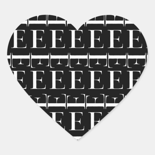 Monogram Initiaal letter E Hart Sticker (Voorkant)