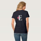 Monogram Initiaal Letter E in White Roze Rose T-shirt (Achterkant volledig)