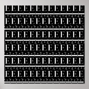 Monogram Initiaal Letter E, Kies Achtergrondkleur Poster