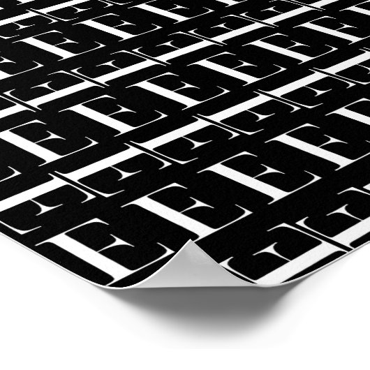 Monogram Initiaal Letter E, Kies Achtergrondkleur Poster (Hoek)