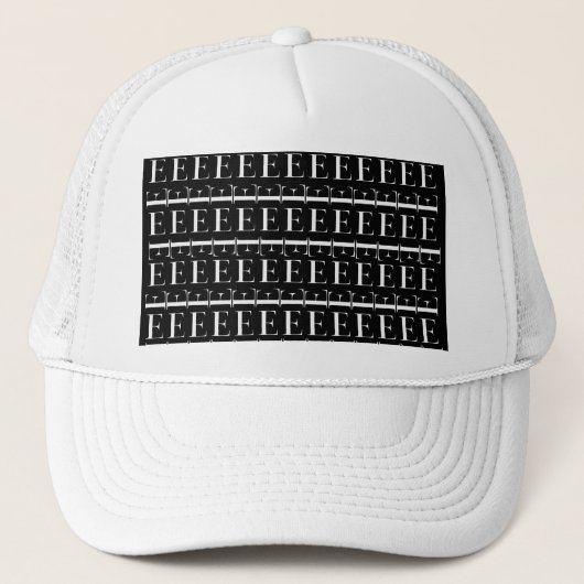 Monogram Initiaal Letter E, Kies Achtergrondkleur Trucker Pet (Voorkant)