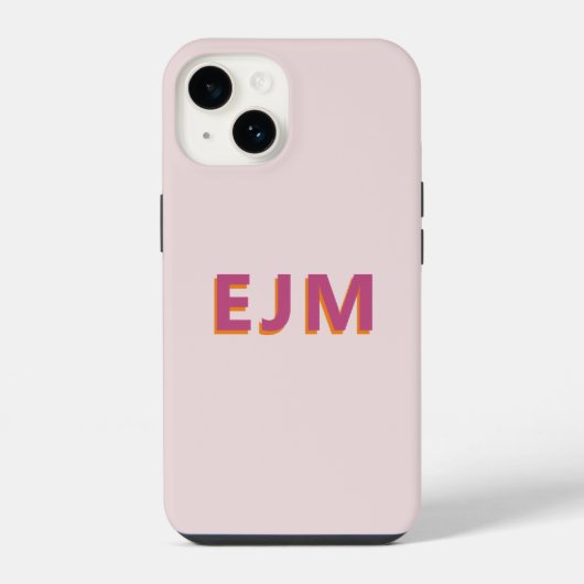 Monogram Initiaal Letter Eenvoudig Blush Roze Mode iPhone Hoesje (Achterkant)