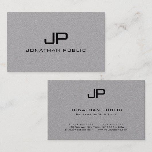 Monogram Initiaal Letter Elegant Moderne Sjabloon Visitekaartje (Voorkant / Achterkant)