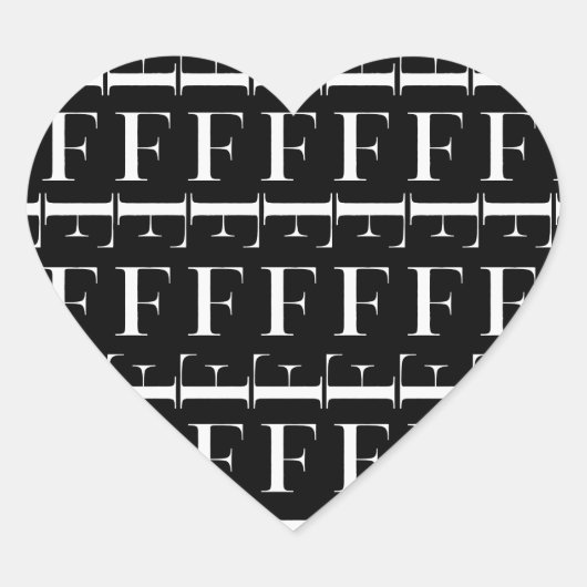 Monogram Initiaal letter F Hart Sticker (Voorkant)