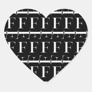 Monogram Initiaal letter F Hart Sticker