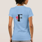 Monogram Initiaal Letter F in zwart met roze Rose T-shirt (Achterkant)