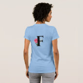 Monogram Initiaal Letter F in zwart met roze Rose T-shirt (Achterkant volledig)