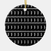 Monogram Initiaal Letter F, kies Achtergrondkleur Keramisch Ornament (Voorkant)