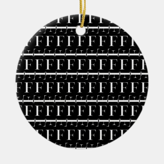 Monogram Initiaal Letter F, kies Achtergrondkleur Keramisch Ornament (Voorkant)