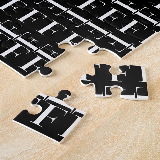 Monogram Initiaal Letter F, kies Achtergrondkleur Legpuzzel (Zijkant)