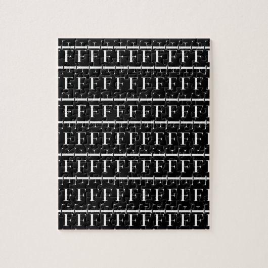 Monogram Initiaal Letter F, kies Achtergrondkleur Legpuzzel (Verticaal)