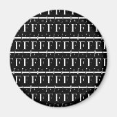 Monogram Initiaal Letter F, kies Achtergrondkleur Magneet (Voorkant)