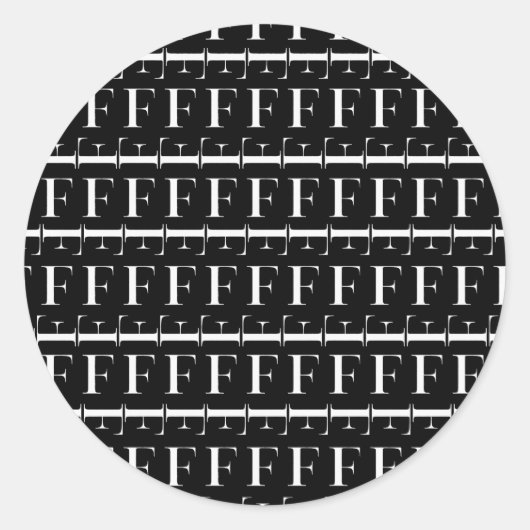 Monogram Initiaal letter F Ronde Sticker (Voorkant)