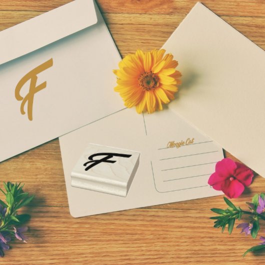 Monogram Initiaal letter F Rubberstempel