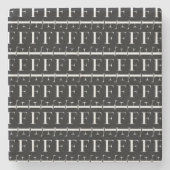 Monogram Initiaal letter F Stenen Onderzetter (Voorkant)