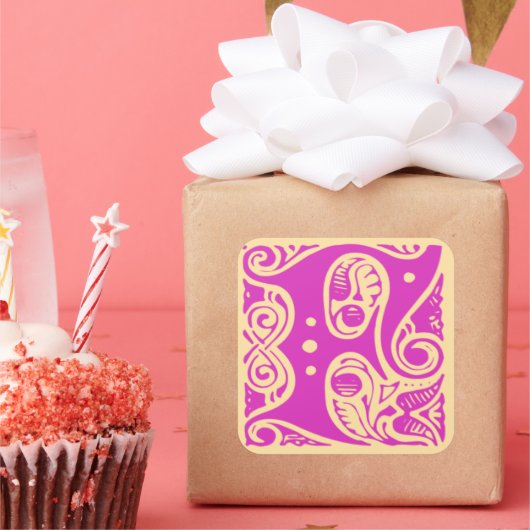 monogram Initiaal letter F Vierkante Sticker (Feest)