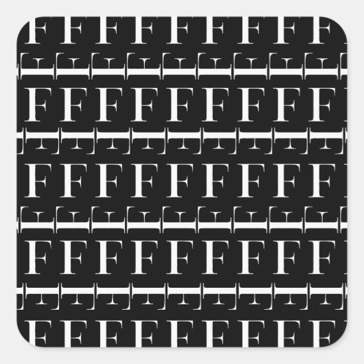 Monogram Initiaal letter F Vierkante Sticker (Voorkant)