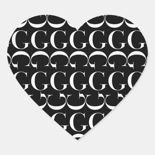 Monogram Initiaal Letter G Hart Sticker (Voorkant)