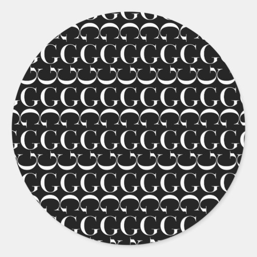 Monogram Initiaal Letter G Ronde Sticker (Voorkant)