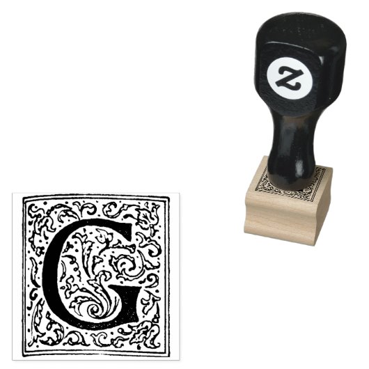 Monogram initiaal letter G Rubberstempel (Gestempeld)