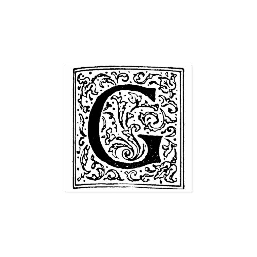 Monogram  initiaal letter G Rubberstempel (Afrduk)