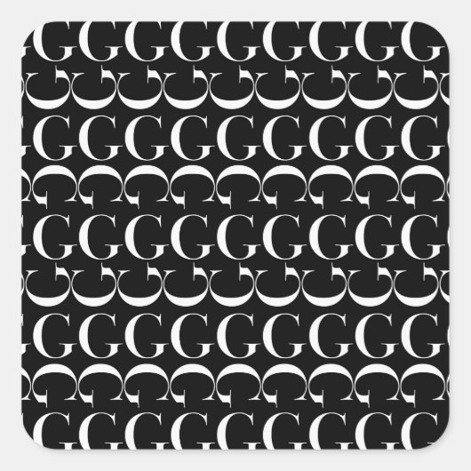 Monogram Initiaal Letter G Vierkante Sticker (Voorkant)