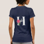 Monogram Initiaal letter H in wit met roze roos T-shirt (Achterkant)
