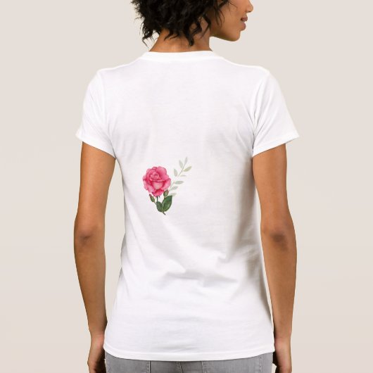 Monogram Initiaal letter H in wit met roze roos T-shirt (Achterkant)