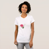 Monogram Initiaal letter H in wit met roze roos T-shirt (Voorkant volledig)