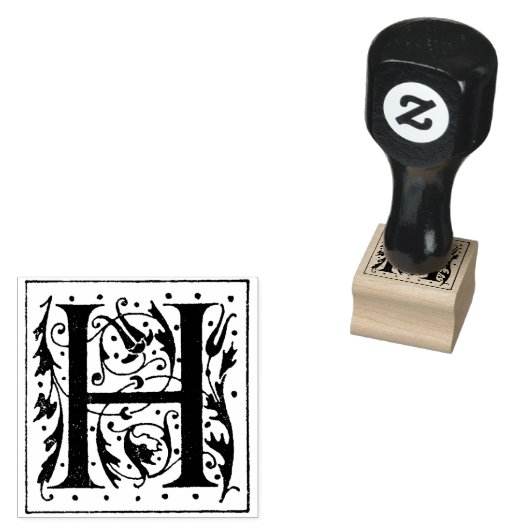 Monogram  initiaal letter H Rubberstempel (Gestempeld)