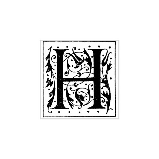 Monogram  initiaal letter H Rubberstempel (Afrduk)