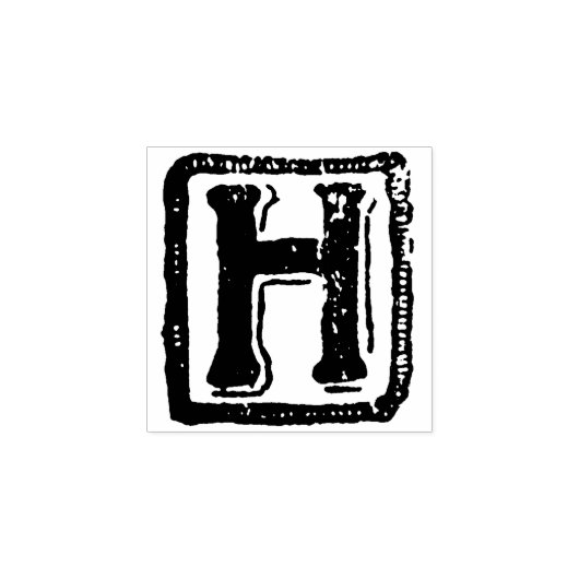 Monogram  initiaal letter H Rubberstempel (Afrduk)