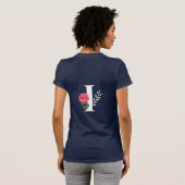 Monogram Initiaal Letter I in White met Roze Rose T-shirt (Achterkant volledig)