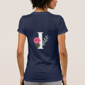Monogram Initiaal Letter I in White met Roze Rose T-shirt (Achterkant)