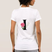 Monogram Initiaal Letter I in zwart met roze Rose T-shirt (Achterkant)