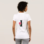 Monogram Initiaal Letter I in zwart met roze Rose T-shirt (Achterkant volledig)