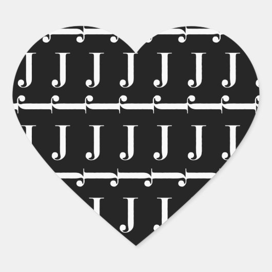 Monogram Initiaal letter J Hart Sticker (Voorkant)