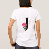 Monogram Initiaal Letter J in het zwart met roze r T-shirt (Achterkant)