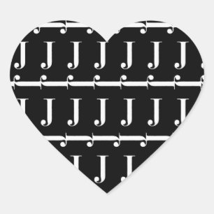 Monogram Initiaal Letter J, Kies Achtergrondkleur Hart Sticker