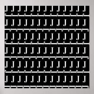 Monogram Initiaal Letter J, Kies Achtergrondkleur Poster