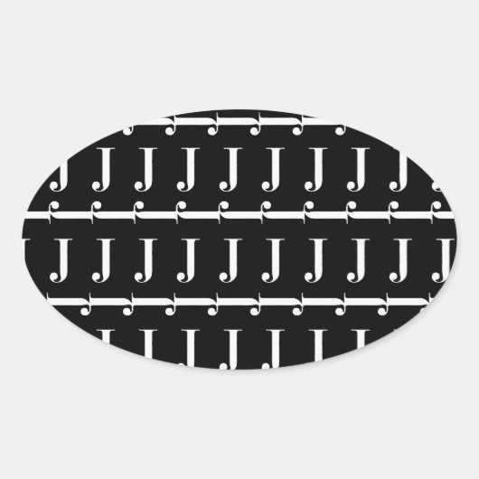 Monogram Initiaal letter J Ovale Sticker (Voorkant)