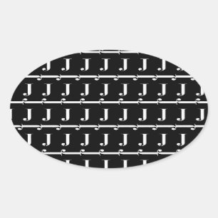 Monogram Initiaal letter J Ovale Sticker