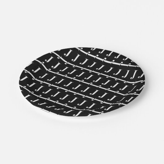 Monogram Initiaal letter J Papieren Bordje (Gekanteld)