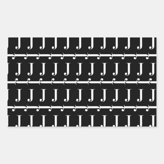 Monogram Initiaal letter J Rechthoekige Sticker (Voorkant)