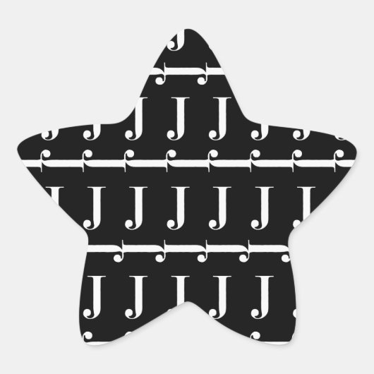Monogram Initiaal letter J Ster Sticker (Voorkant)